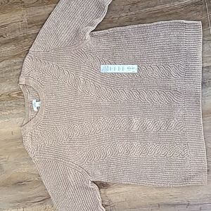 CROFT AND BARROW BRAND WOMEN'S LIGHT BROWN CREWNECK SWEATER SIZE LARGE